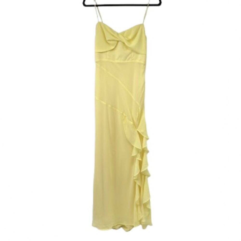Billy J Kiyah Midi Dress Yellow High Slit Sexy Spaghetti Strap 10 Women’s